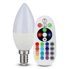 LED RGB Stmievateľná žiarovka E14/4,8W/230V 4000K + diaľkové ovládanie